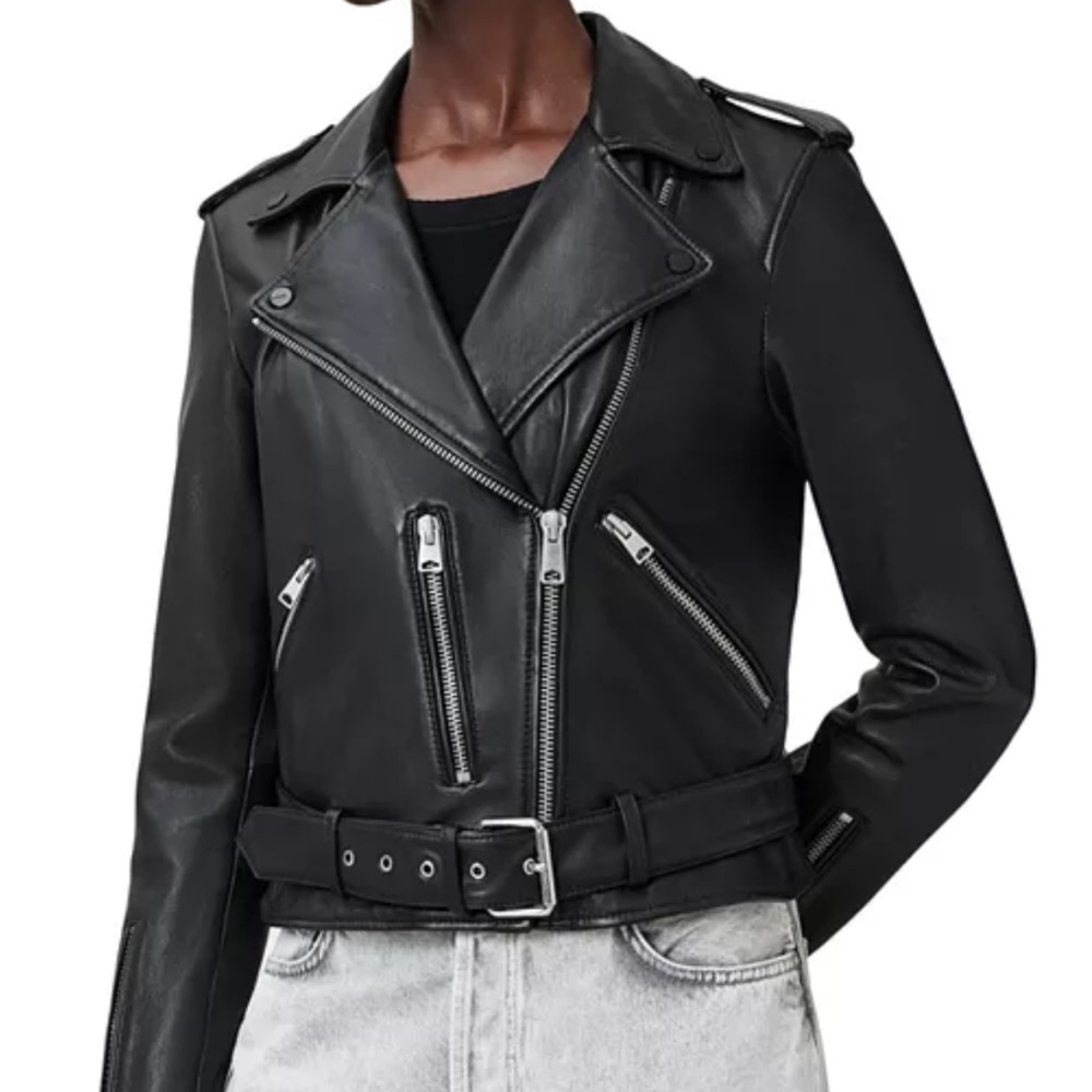 Allsaints Balfern Biker Black Leather Moto Jacket - Women